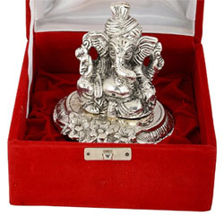 Silver Plated Ganesha Idol 