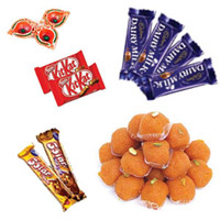 Laddoo & Chocolates Hamper with Diyas