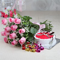 Cake & roses  to Kakinada