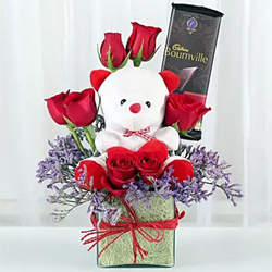 Teddy With Roses to Kakinada