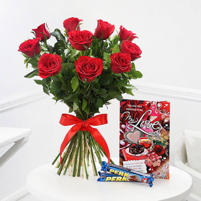 Roses with  Love Card