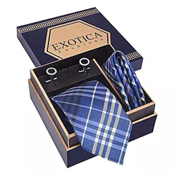Silver N Blue Tie Set to Kakinada