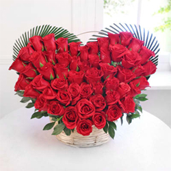 50 Red roses Heart shape  to Kakinada