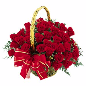 50 red roses Basket