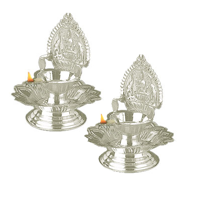 Two Silver Lakshmi Diya