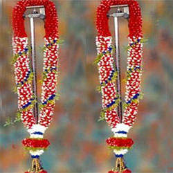  Red & white rose petal Garlands to Kakinada