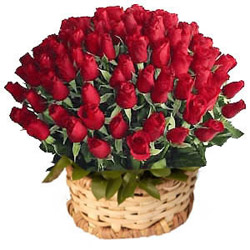 100 Red Roses in a Basket to Kakinada