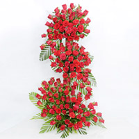 150 Red roses basket 