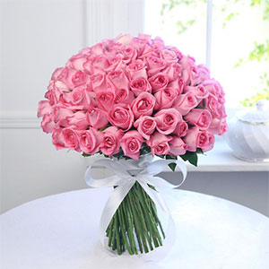 Bunch of  50 Pink Roses to Kakinada