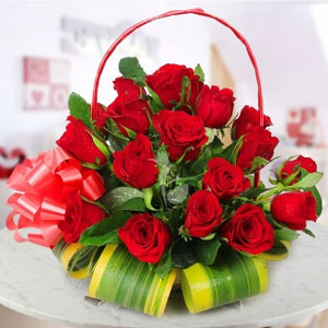 basket of 50 red roses 