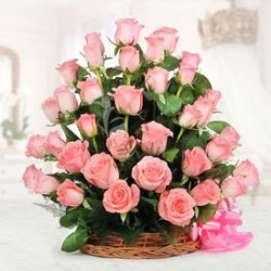 basket of 50 pink roses  to Vizag