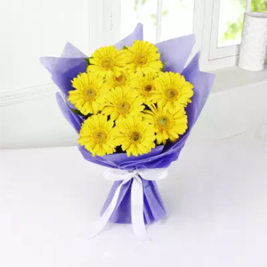 Bunch of 10 Yellow Gerberas