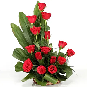 Lovely Red Roses Basket to Kakinada