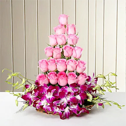 Roses And Orchids Basket to Kakinada