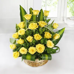 Basket of 20 Yellow Roses to Kakinada