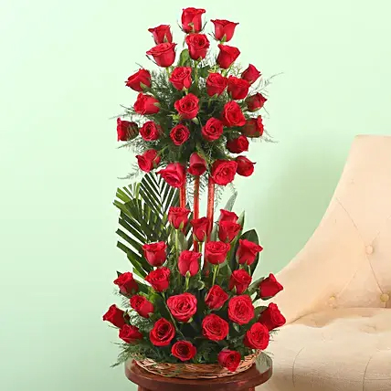 Romantic 50 Roses Basket