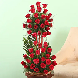 Romantic 50 Roses Basket
