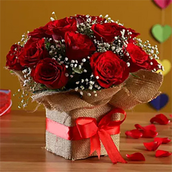 20 red roses vase