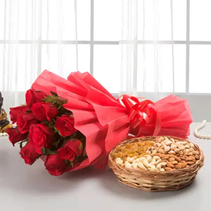 Roses&Dry fruits basket 