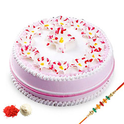 Rakhi with Strawberry Cake