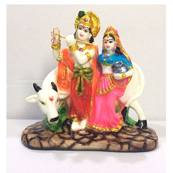 Radha Krishna With  Cow