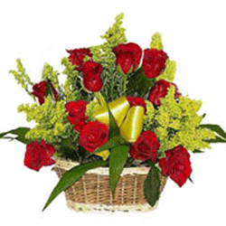 Lovely Red Roses in a basket