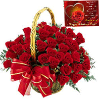 100 Red roses Basket