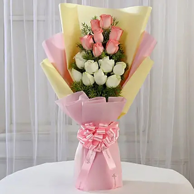 Pink & White Roses Bouquet