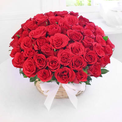 Basket of 50 Red Roses