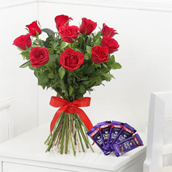 Red Roses with Cadbury Dairy Milk to Vizag