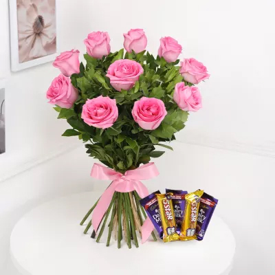 Pink Roses With Chocolates